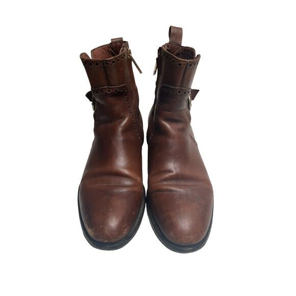 Franco Cuadra Brogue Buckle Zip Brown Leather Riding Boots SZ 9 US / 26 MEX - Picture 3 of 9